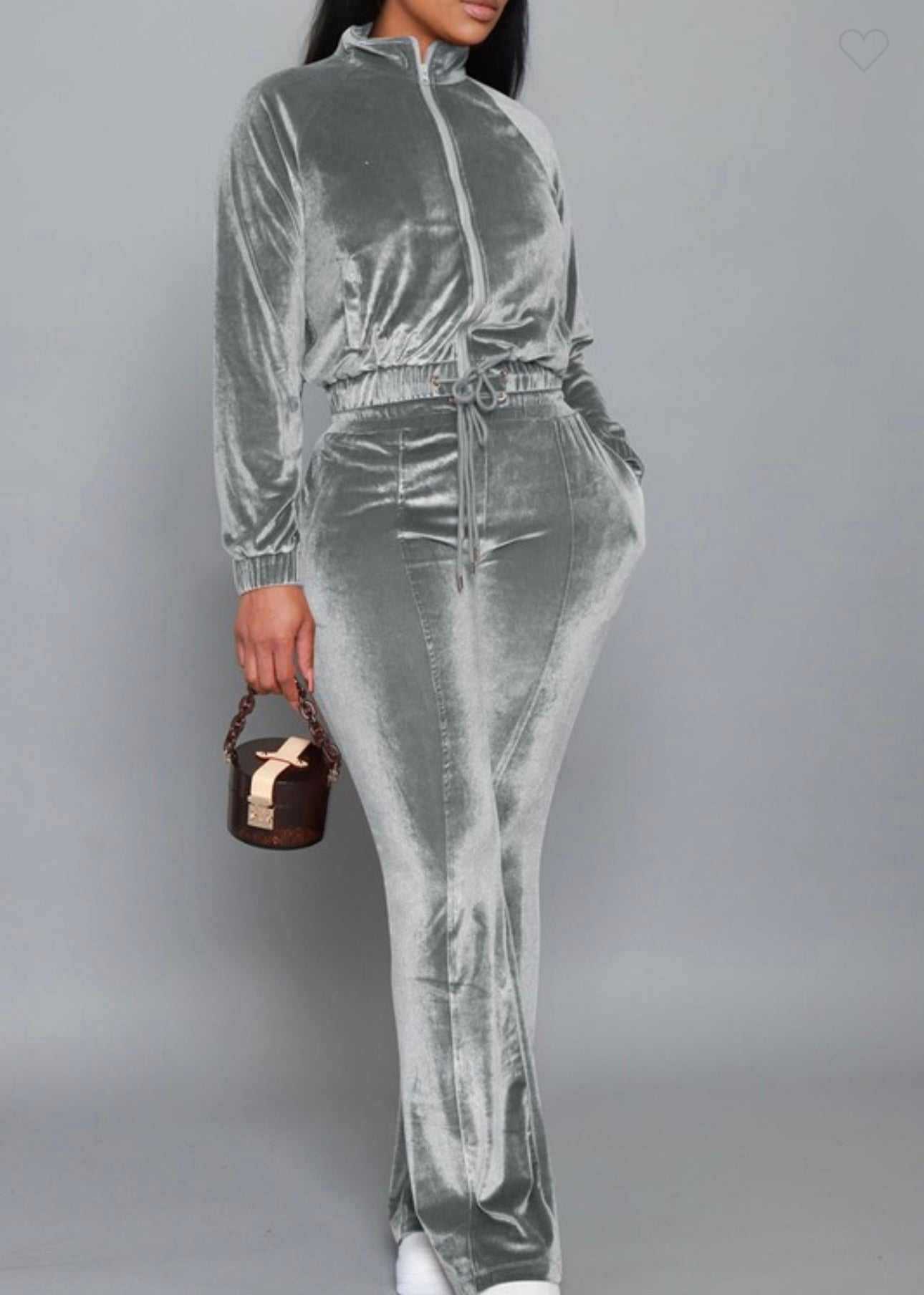 Solid Velvet Microflare Pants Sets