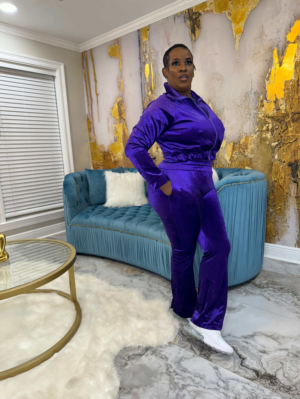 Solid Velvet Microflare Pants Sets