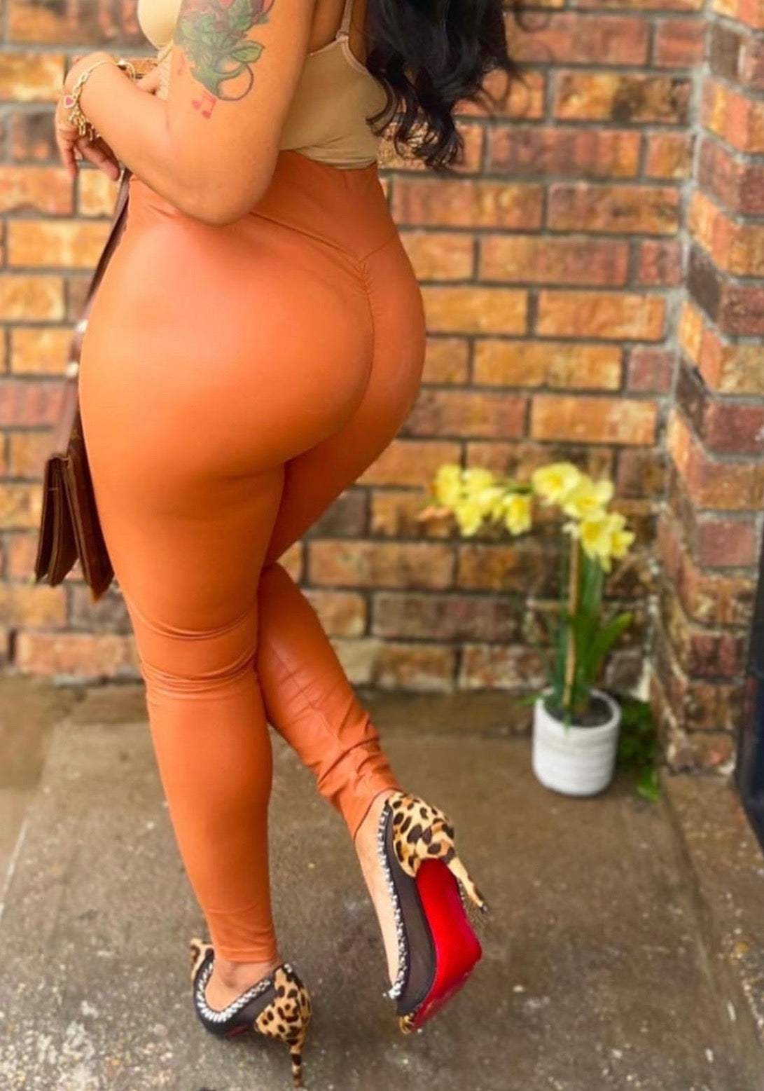 Caramel Leather Leggings
