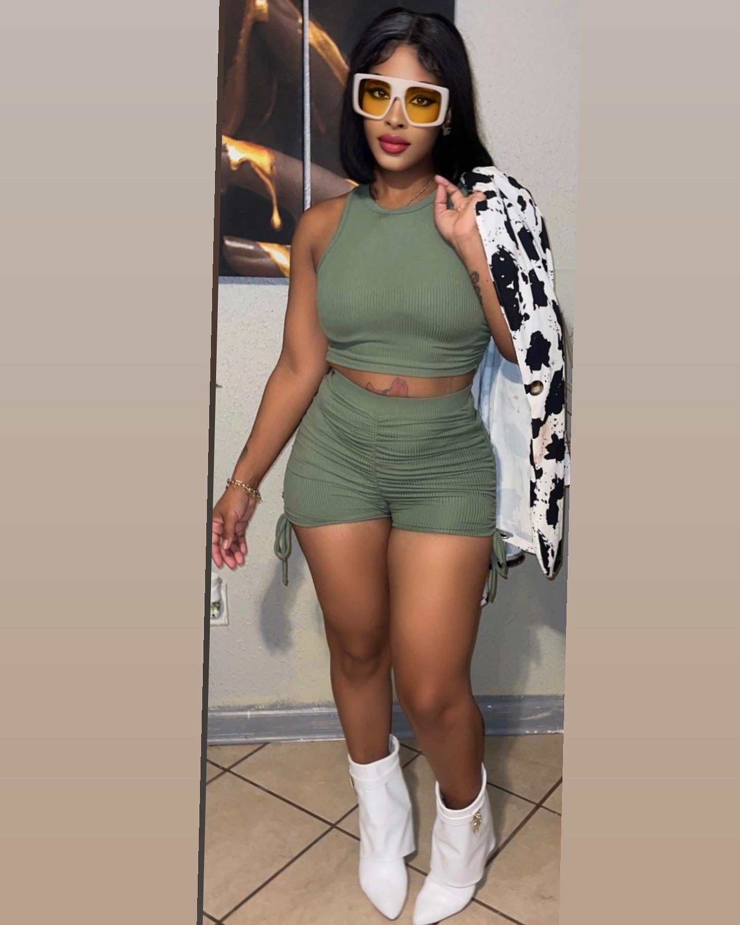 2 Piece Green Short Set 