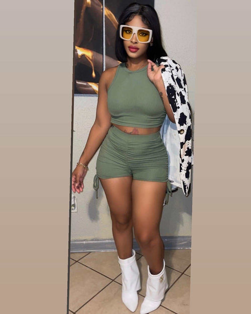 2 Piece Green Short Set 